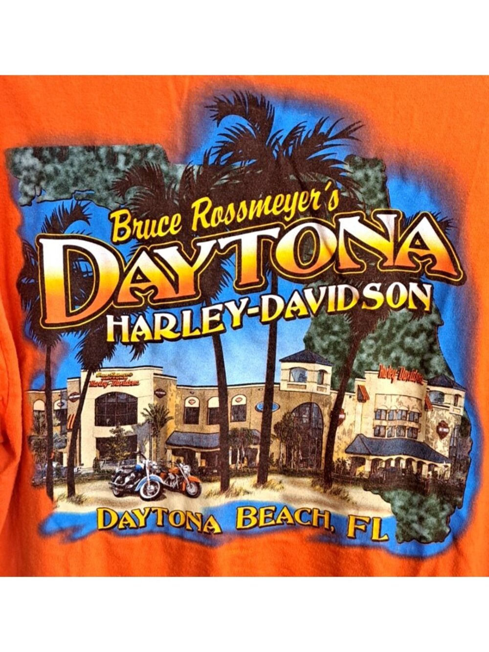 Vintage Harley-Davidson L Orange  Daytona Beach Florida Pocket T-Shirt